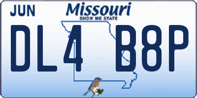 MO license plate DL4B8P