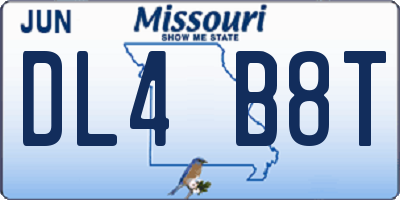 MO license plate DL4B8T
