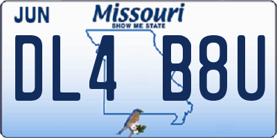 MO license plate DL4B8U
