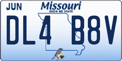 MO license plate DL4B8V