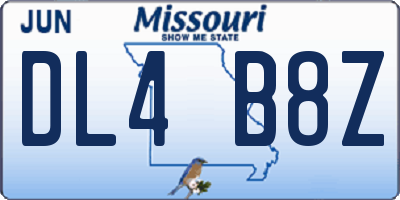 MO license plate DL4B8Z