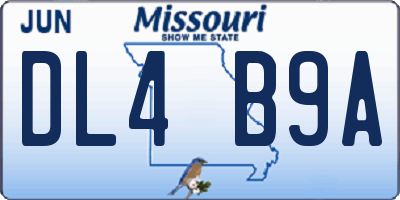 MO license plate DL4B9A