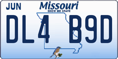 MO license plate DL4B9D
