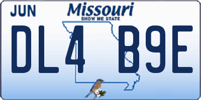 MO license plate DL4B9E