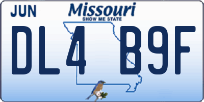 MO license plate DL4B9F