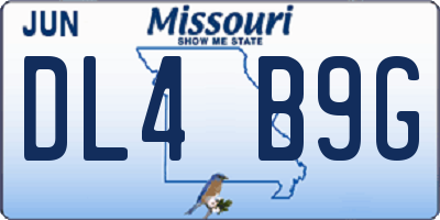 MO license plate DL4B9G