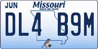 MO license plate DL4B9M