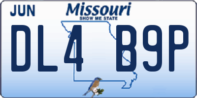 MO license plate DL4B9P