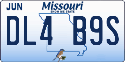 MO license plate DL4B9S