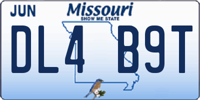 MO license plate DL4B9T