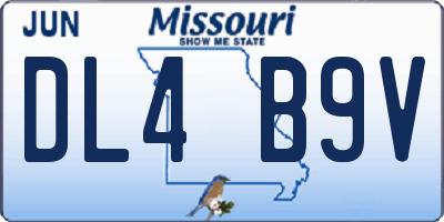 MO license plate DL4B9V