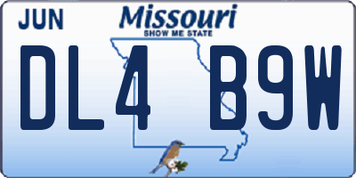 MO license plate DL4B9W