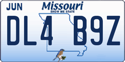 MO license plate DL4B9Z