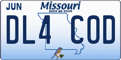 MO license plate DL4C0D