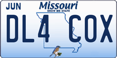 MO license plate DL4C0X