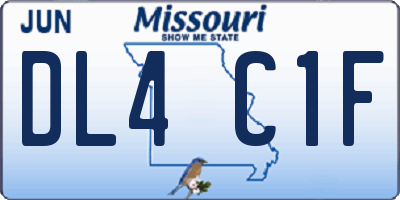 MO license plate DL4C1F