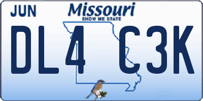 MO license plate DL4C3K