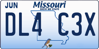 MO license plate DL4C3X