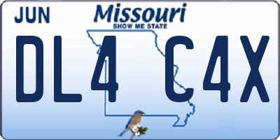 MO license plate DL4C4X