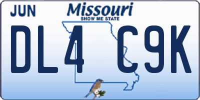 MO license plate DL4C9K