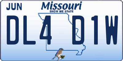 MO license plate DL4D1W