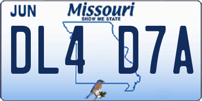 MO license plate DL4D7A