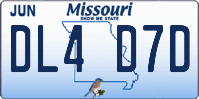 MO license plate DL4D7D