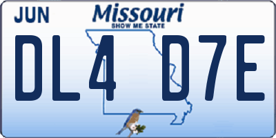 MO license plate DL4D7E