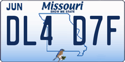 MO license plate DL4D7F