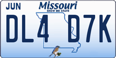 MO license plate DL4D7K