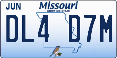 MO license plate DL4D7M