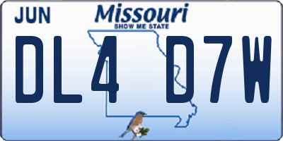 MO license plate DL4D7W