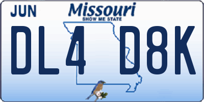 MO license plate DL4D8K