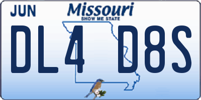 MO license plate DL4D8S