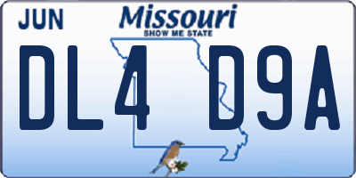 MO license plate DL4D9A
