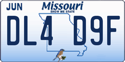 MO license plate DL4D9F