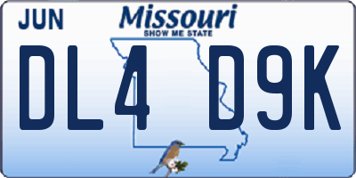 MO license plate DL4D9K