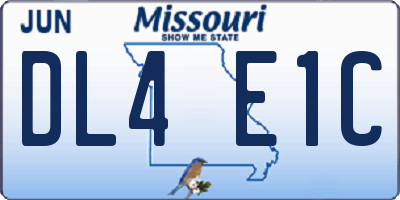 MO license plate DL4E1C