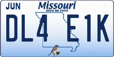MO license plate DL4E1K