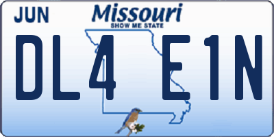 MO license plate DL4E1N