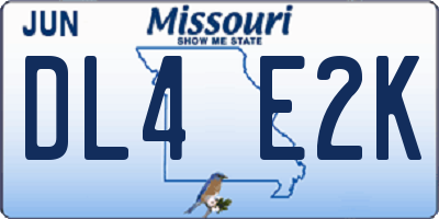 MO license plate DL4E2K