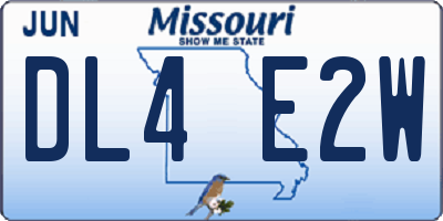 MO license plate DL4E2W