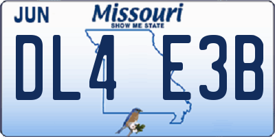 MO license plate DL4E3B