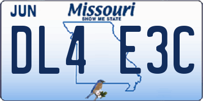MO license plate DL4E3C