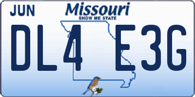 MO license plate DL4E3G