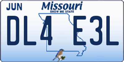 MO license plate DL4E3L