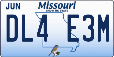 MO license plate DL4E3M