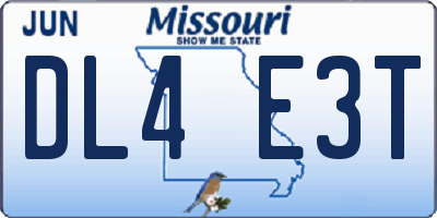 MO license plate DL4E3T