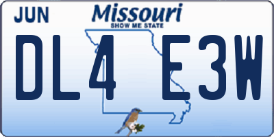 MO license plate DL4E3W
