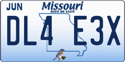 MO license plate DL4E3X